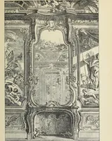 An illustration from Architecture, décoration et ameublement pendant le dix-huitième siècle, Régence - Louis XV. Symétrie et asymétrie proportions légères et courbes capricieuses (1900)