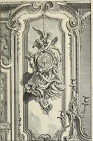 An illustration from Architecture, décoration et ameublement pendant le dix-huitième siècle, Régence - Louis XV. Symétrie et asymétrie proportions légères et courbes capricieuses (1900)