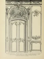 An illustration from Architecture, décoration et ameublement pendant le dix-huitième siècle, Régence - Louis XV. Symétrie et asymétrie proportions légères et courbes capricieuses (1900)