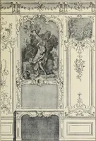 An illustration from Architecture, décoration et ameublement pendant le dix-huitième siècle, Régence - Louis XV. Symétrie et asymétrie proportions légères et courbes capricieuses (1900)