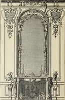 An illustration from Architecture, décoration et ameublement pendant le dix-huitième siècle, Régence - Louis XV. Symétrie et asymétrie proportions légères et courbes capricieuses (1900)