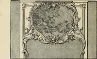 An illustration from Architecture, décoration et ameublement pendant le dix-huitième siècle, Régence - Louis XV. Symétrie et asymétrie proportions légères et courbes capricieuses (1900)