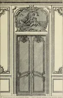 An illustration from Architecture, décoration et ameublement pendant le dix-huitième siècle, Régence - Louis XV. Symétrie et asymétrie proportions légères et courbes capricieuses (1900)