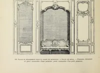 An illustration from Architecture, décoration et ameublement pendant le dix-huitième siècle, Régence - Louis XV. Symétrie et asymétrie proportions légères et courbes capricieuses (1900)