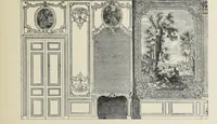 An illustration from Architecture, décoration et ameublement pendant le dix-huitième siècle, Régence - Louis XV. Symétrie et asymétrie proportions légères et courbes capricieuses (1900)