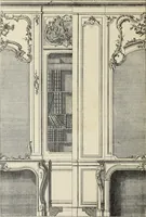 An illustration from Architecture, décoration et ameublement pendant le dix-huitième siècle, Régence - Louis XV. Symétrie et asymétrie proportions légères et courbes capricieuses (1900)
