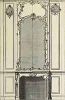 An illustration from Architecture, décoration et ameublement pendant le dix-huitième siècle, Régence - Louis XV. Symétrie et asymétrie proportions légères et courbes capricieuses (1900)