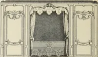 An illustration from Architecture, décoration et ameublement pendant le dix-huitième siècle, Régence - Louis XV. Symétrie et asymétrie proportions légères et courbes capricieuses (1900)