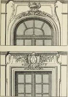 An illustration from Architecture, décoration et ameublement pendant le dix-huitième siècle, Régence - Louis XV. Symétrie et asymétrie proportions légères et courbes capricieuses (1900)