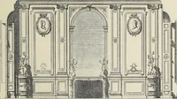 An illustration from Architecture, décoration et ameublement pendant le dix-huitième siècle, Régence - Louis XV. Symétrie et asymétrie proportions légères et courbes capricieuses (1900)