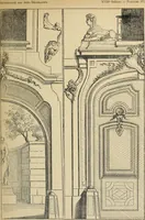 An illustration from Architecture, décoration et ameublement pendant le dix-huitième siècle, Régence - Louis XV. Symétrie et asymétrie proportions légères et courbes capricieuses (1900)