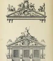 An illustration from Architecture, décoration et ameublement pendant le dix-huitième siècle, Régence - Louis XV. Symétrie et asymétrie proportions légères et courbes capricieuses (1900)