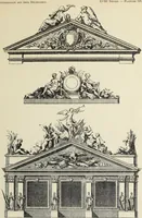 An illustration from Architecture, décoration et ameublement pendant le dix-huitième siècle, Régence - Louis XV. Symétrie et asymétrie proportions légères et courbes capricieuses (1900)
