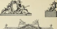 An illustration from Architecture, décoration et ameublement pendant le dix-huitième siècle, Régence - Louis XV. Symétrie et asymétrie proportions légères et courbes capricieuses (1900)
