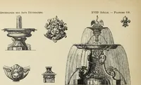 An illustration from Architecture, décoration et ameublement pendant le dix-huitième siècle, Régence - Louis XV. Symétrie et asymétrie proportions légères et courbes capricieuses (1900)