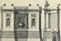 An illustration from Architecture, décoration et ameublement pendant le dix-huitième siècle, Régence - Louis XV. Symétrie et asymétrie proportions légères et courbes capricieuses (1900)