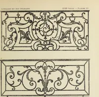 An illustration from Architecture, décoration et ameublement pendant le dix-huitième siècle, Régence - Louis XV. Symétrie et asymétrie proportions légères et courbes capricieuses (1900)