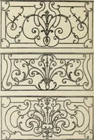 An illustration from Architecture, décoration et ameublement pendant le dix-huitième siècle, Régence - Louis XV. Symétrie et asymétrie proportions légères et courbes capricieuses (1900)