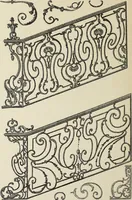 An illustration from Architecture, décoration et ameublement pendant le dix-huitième siècle, Régence - Louis XV. Symétrie et asymétrie proportions légères et courbes capricieuses (1900)
