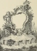 An illustration from Architecture, décoration et ameublement pendant le dix-huitième siècle, Régence - Louis XV. Symétrie et asymétrie proportions légères et courbes capricieuses (1900)