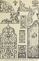 An illustration from Architecture, décoration et ameublement pendant le dix-huitième siècle, Régence - Louis XV. Symétrie et asymétrie proportions légères et courbes capricieuses (1900)