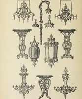 An illustration from Architecture, décoration et ameublement pendant le dix-huitième siècle, Régence - Louis XV. Symétrie et asymétrie proportions légères et courbes capricieuses (1900)