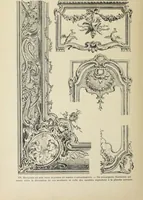 An illustration from Architecture, décoration et ameublement pendant le dix-huitième siècle, Régence - Louis XV. Symétrie et asymétrie proportions légères et courbes capricieuses (1900)