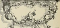 An illustration from Architecture, décoration et ameublement pendant le dix-huitième siècle, Régence - Louis XV. Symétrie et asymétrie proportions légères et courbes capricieuses (1900)