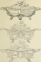 An illustration from Architecture, décoration et ameublement pendant le dix-huitième siècle, Régence - Louis XV. Symétrie et asymétrie proportions légères et courbes capricieuses (1900)