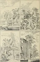 An illustration from Architecture, décoration et ameublement pendant le dix-huitième siècle, Régence - Louis XV. Symétrie et asymétrie proportions légères et courbes capricieuses (1900)