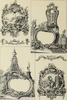 An illustration from Architecture, décoration et ameublement pendant le dix-huitième siècle, Régence - Louis XV. Symétrie et asymétrie proportions légères et courbes capricieuses (1900)