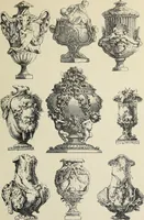 An illustration from Architecture, décoration et ameublement pendant le dix-huitième siècle, Régence - Louis XV. Symétrie et asymétrie proportions légères et courbes capricieuses (1900)