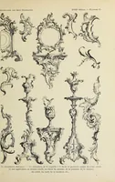 An illustration from Architecture, décoration et ameublement pendant le dix-huitième siècle, Régence - Louis XV. Symétrie et asymétrie proportions légères et courbes capricieuses (1900)