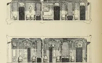 An illustration from Architecture, décoration et ameublement pendant le dix-huitième siècle, Régence - Louis XV. Symétrie et asymétrie proportions légères et courbes capricieuses (1900)