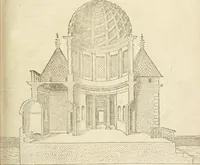 An illustration from Architecture de Philibert de l'Orme ... : uure entiere contenant onze livres, augmentée de deux, & autres figures non encores veuës, tant pour desseins qu'ornemens de maisons : avec vne belle inuention pour bien bastir, & à petits fraiz .. (1626)