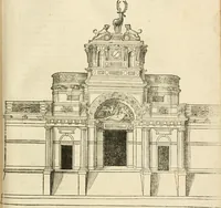 An illustration from Architecture de Philibert de l'Orme ... : uure entiere contenant onze livres, augmentée de deux, & autres figures non encores veuës, tant pour desseins qu'ornemens de maisons : avec vne belle inuention pour bien bastir, & à petits fraiz .. (1626)