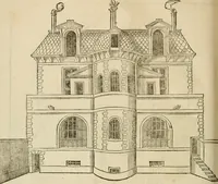 An illustration from Architecture de Philibert de l'Orme ... : uure entiere contenant onze livres, augmentée de deux, & autres figures non encores veuës, tant pour desseins qu'ornemens de maisons : avec vne belle inuention pour bien bastir, & à petits fraiz .. (1626)