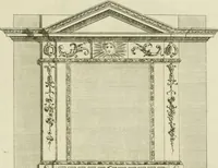 Picture 51 of 62 from Architecture improved, in a collection of modern, elegant and useful designs : from slight and graceful recesses, lodges and other decorations in parks, gardens, woods or forests, to the portico, bath, observatory, and interior ornaments of superb buildings : with great variety of rich embellishments for chimneys in the taste of Inigo Jones, Mr. Kent, &c. : all curiously engraved on fifty copper-plates, octavo (1755), leaf 100