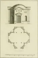 Picture 7 of 62 from Architecture improved, in a collection of modern, elegant and useful designs : from slight and graceful recesses, lodges and other decorations in parks, gardens, woods or forests, to the portico, bath, observatory, and interior ornaments of superb buildings : with great variety of rich embellishments for chimneys in the taste of Inigo Jones, Mr. Kent, &c. : all curiously engraved on fifty copper-plates, octavo (1755), leaf 28