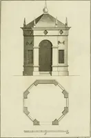 Picture 19 of 62 from Architecture improved, in a collection of modern, elegant and useful designs : from slight and graceful recesses, lodges and other decorations in parks, gardens, woods or forests, to the portico, bath, observatory, and interior ornaments of superb buildings : with great variety of rich embellishments for chimneys in the taste of Inigo Jones, Mr. Kent, &c. : all curiously engraved on fifty copper-plates, octavo (1755), leaf 50