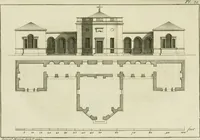 Picture 26 of 62 from Architecture improved, in a collection of modern, elegant and useful designs : from slight and graceful recesses, lodges and other decorations in parks, gardens, woods or forests, to the portico, bath, observatory, and interior ornaments of superb buildings : with great variety of rich embellishments for chimneys in the taste of Inigo Jones, Mr. Kent, &c. : all curiously engraved on fifty copper-plates, octavo (1755), leaf 58