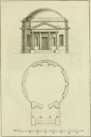 Picture 30 of 62 from Architecture improved, in a collection of modern, elegant and useful designs : from slight and graceful recesses, lodges and other decorations in parks, gardens, woods or forests, to the portico, bath, observatory, and interior ornaments of superb buildings : with great variety of rich embellishments for chimneys in the taste of Inigo Jones, Mr. Kent, &c. : all curiously engraved on fifty copper-plates, octavo (1755), leaf 64