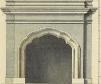 An illustration from Gothic architecture, improved by rules and proportions : in many grand designs of columns, doors, windows, chimney-pieces, arcades, colonades, porticos, umbrellos, temples and pavillions &c. : with plans, elevations and profiles (1747)