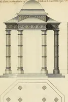 An illustration from Gothic architecture, improved by rules and proportions : in many grand designs of columns, doors, windows, chimney-pieces, arcades, colonades, porticos, umbrellos, temples and pavillions &c. : with plans, elevations and profiles (1747)