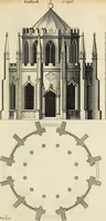 An illustration from Gothic architecture, improved by rules and proportions : in many grand designs of columns, doors, windows, chimney-pieces, arcades, colonades, porticos, umbrellos, temples and pavillions &c. : with plans, elevations and profiles (1747)