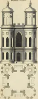 An illustration from Gothic architecture, improved by rules and proportions : in many grand designs of columns, doors, windows, chimney-pieces, arcades, colonades, porticos, umbrellos, temples and pavillions &c. : with plans, elevations and profiles (1747)
