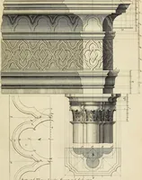 An illustration from Gothic architecture, improved by rules and proportions : in many grand designs of columns, doors, windows, chimney-pieces, arcades, colonades, porticos, umbrellos, temples and pavillions &c. : with plans, elevations and profiles (1747)