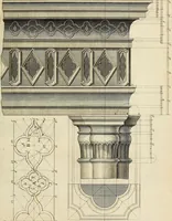 An illustration from Gothic architecture, improved by rules and proportions : in many grand designs of columns, doors, windows, chimney-pieces, arcades, colonades, porticos, umbrellos, temples and pavillions &c. : with plans, elevations and profiles (1747)