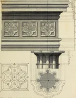 An illustration from Gothic architecture, improved by rules and proportions : in many grand designs of columns, doors, windows, chimney-pieces, arcades, colonades, porticos, umbrellos, temples and pavillions &c. : with plans, elevations and profiles (1747)