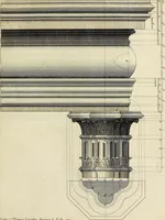 An illustration from Gothic architecture, improved by rules and proportions : in many grand designs of columns, doors, windows, chimney-pieces, arcades, colonades, porticos, umbrellos, temples and pavillions &c. : with plans, elevations and profiles (1747)